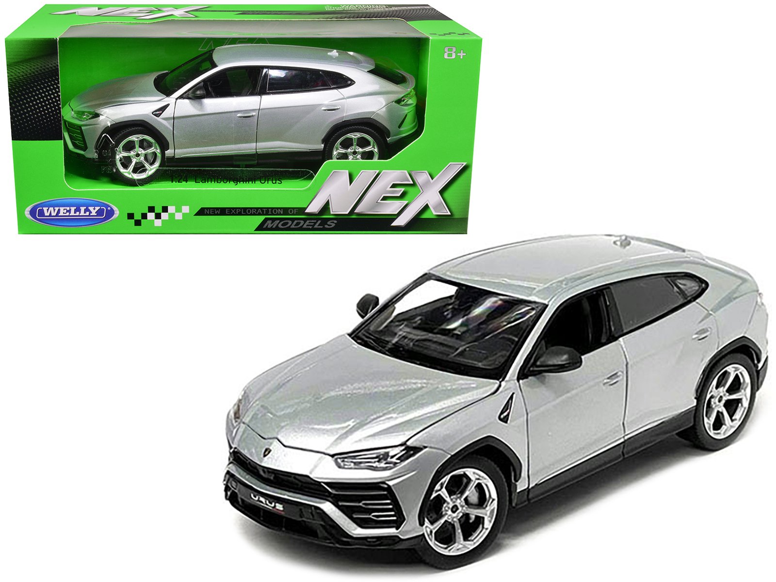 lamborghini urus gray metallic "nex models" 1/24 diecast model car by welly lamborghini urus gray metallic "nex models" 1/24 diecast model car by welly
