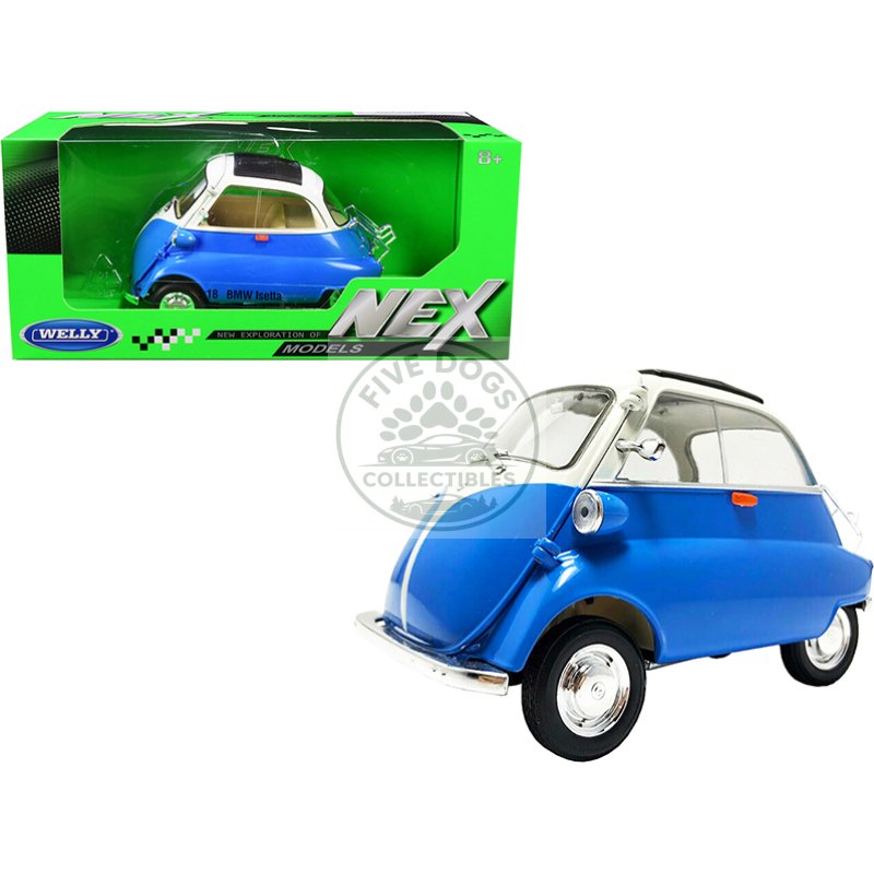 bmw isetta blue and white "nex models" 1/18 diecast model car by welly