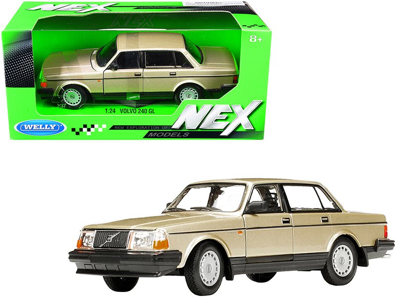volvo 240 gl gold metallic "nex models" 1/24 diecast model car by welly volvo 240 gl gold metallic "nex models" 1/24 diecast model car by welly