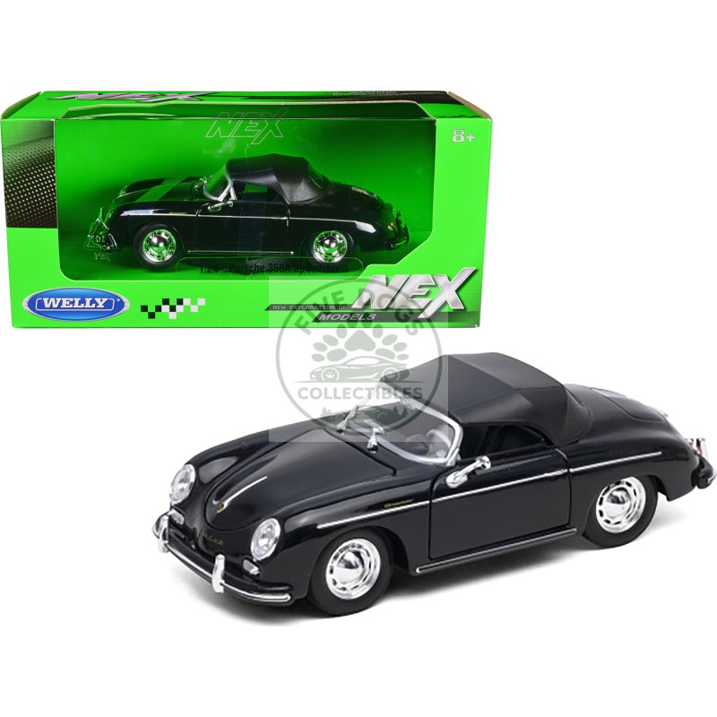 porsche 356a speedster soft top black "nex models" series 1/24 diecast model car by welly