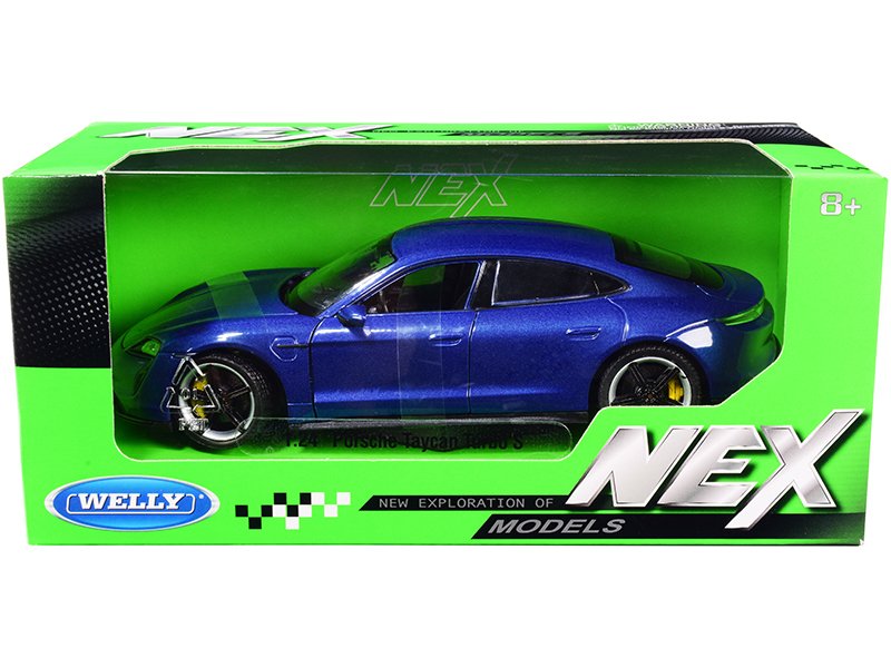 porsche taycan turbo s blue metallic "nex models" 1/24 diecast model car by welly porsche taycan turbo s blue metallic "nex models" 1/24 diecast model car by welly