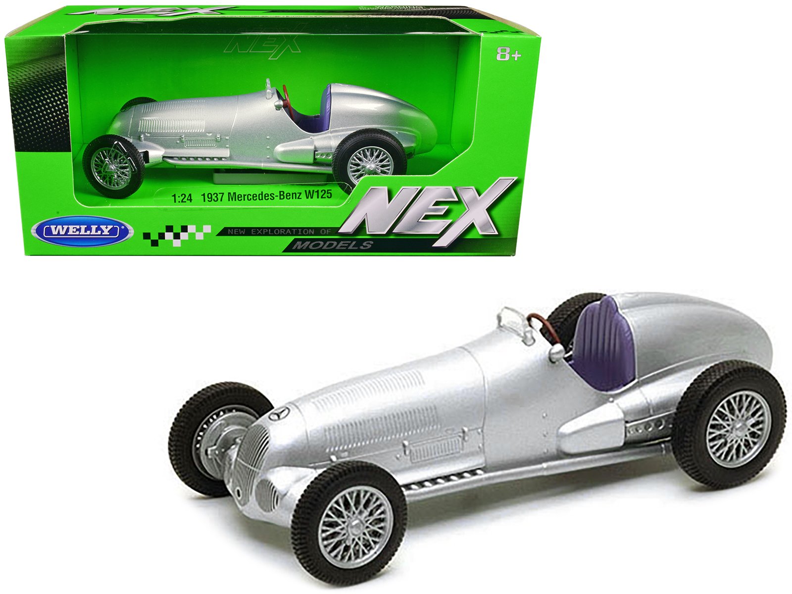 1937 mercedes benz w125 silver metallic "nex models" series 1/24 diecast model car by welly 1937 mercedes benz w125 silver metallic "nex models" series 1/24 diecast model car by welly