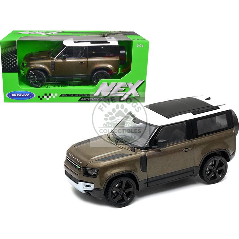 2020 land rover defender brown metallic with white top "nex models" 1/26 diecast model car by welly