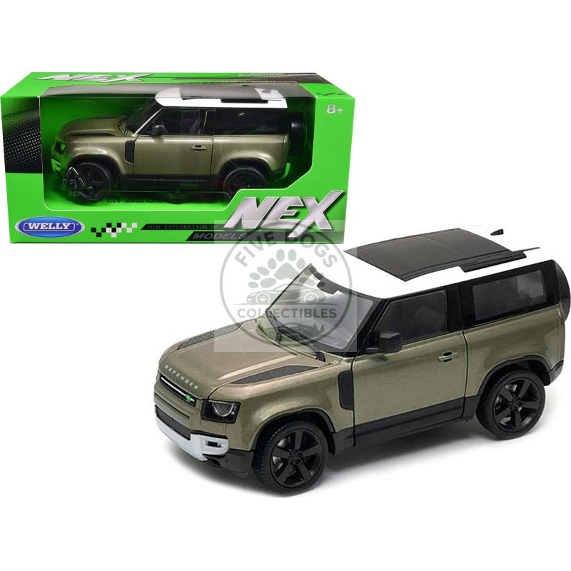 2020 land rover defender green metallic with white top "nex models" 1/26 diecast model car by welly