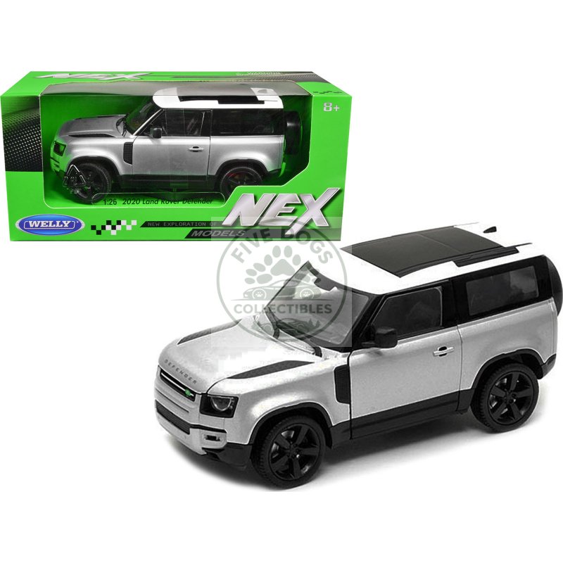 2020 land rover defender silver metallic with white top "nex models" 1/26 diecast model car by welly