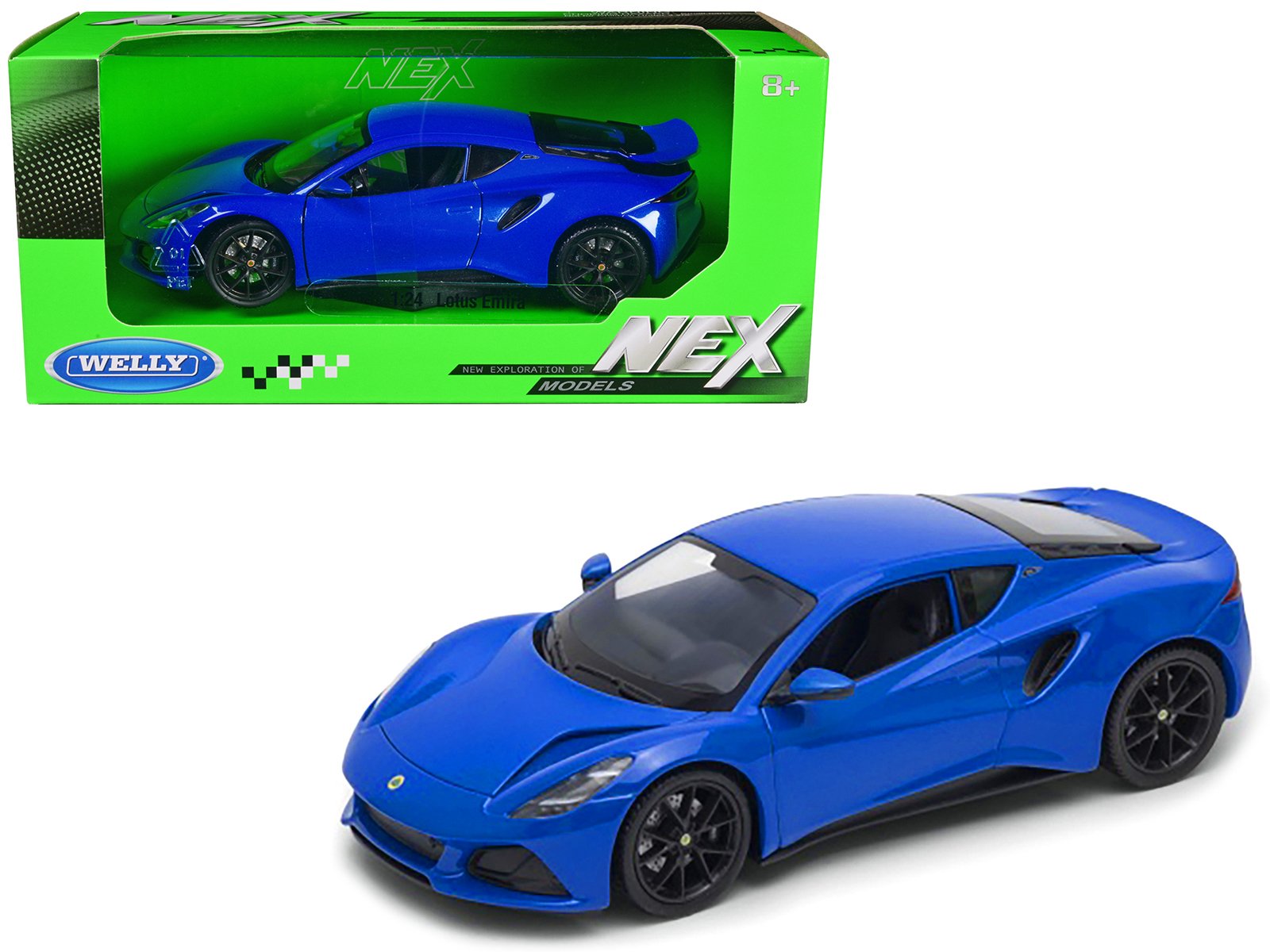lotus emira blue metallic "nex models" series 1/24 diecast model car by welly lotus emira blue metallic "nex models" series 1/24 diecast model car by welly