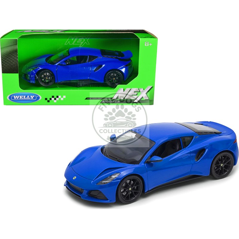 lotus emira blue metallic "nex models" series 1/24 diecast model car by welly