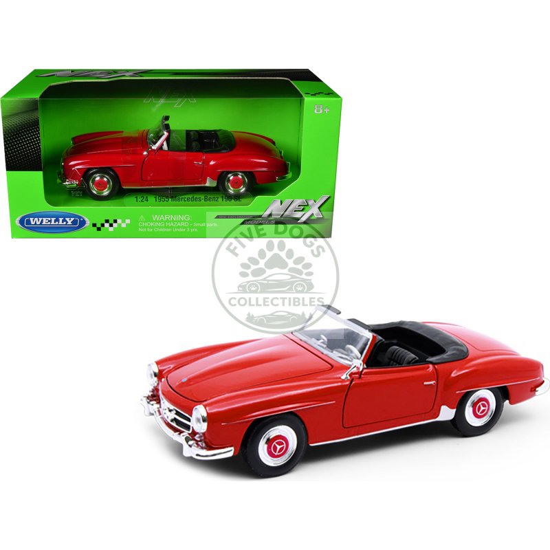 1955 mercedes benz 190 sl red "nex models" series 1/24 diecast model car by welly