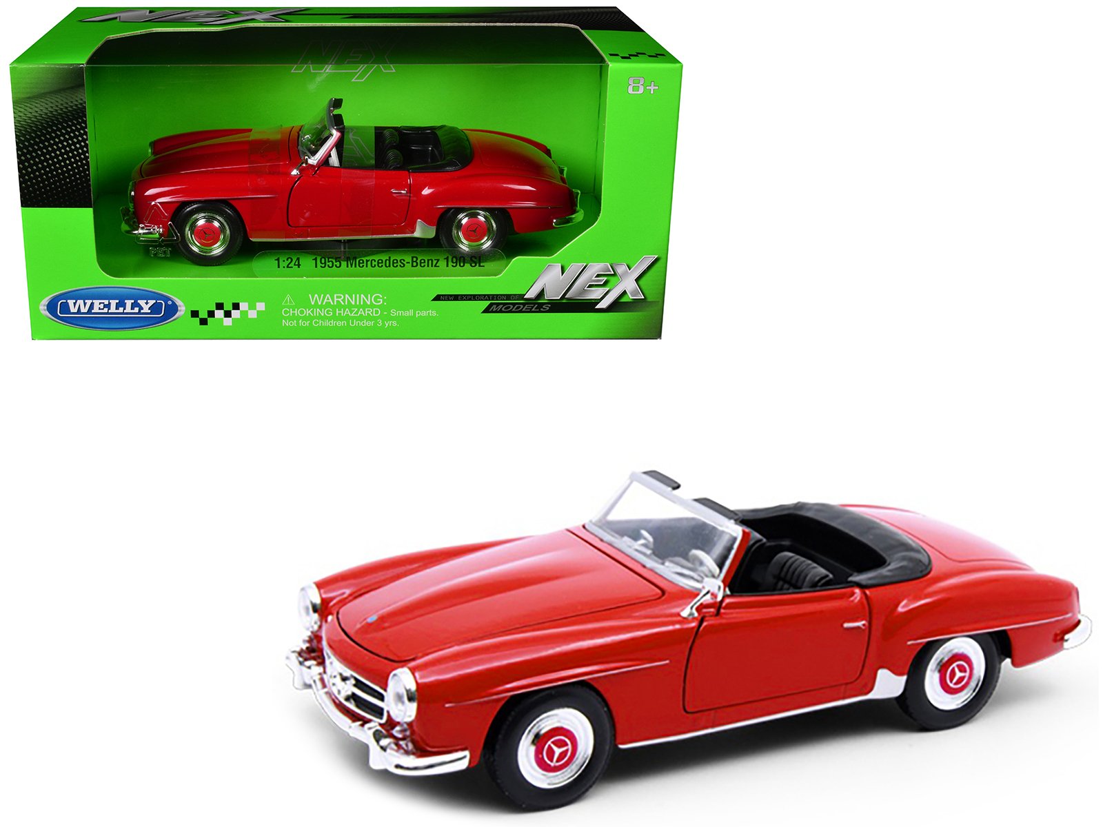 1955 mercedes benz 190 sl red "nex models" series 1/24 diecast model car by welly 1955 mercedes benz 190 sl red "nex models" series 1/24 diecast model car by welly