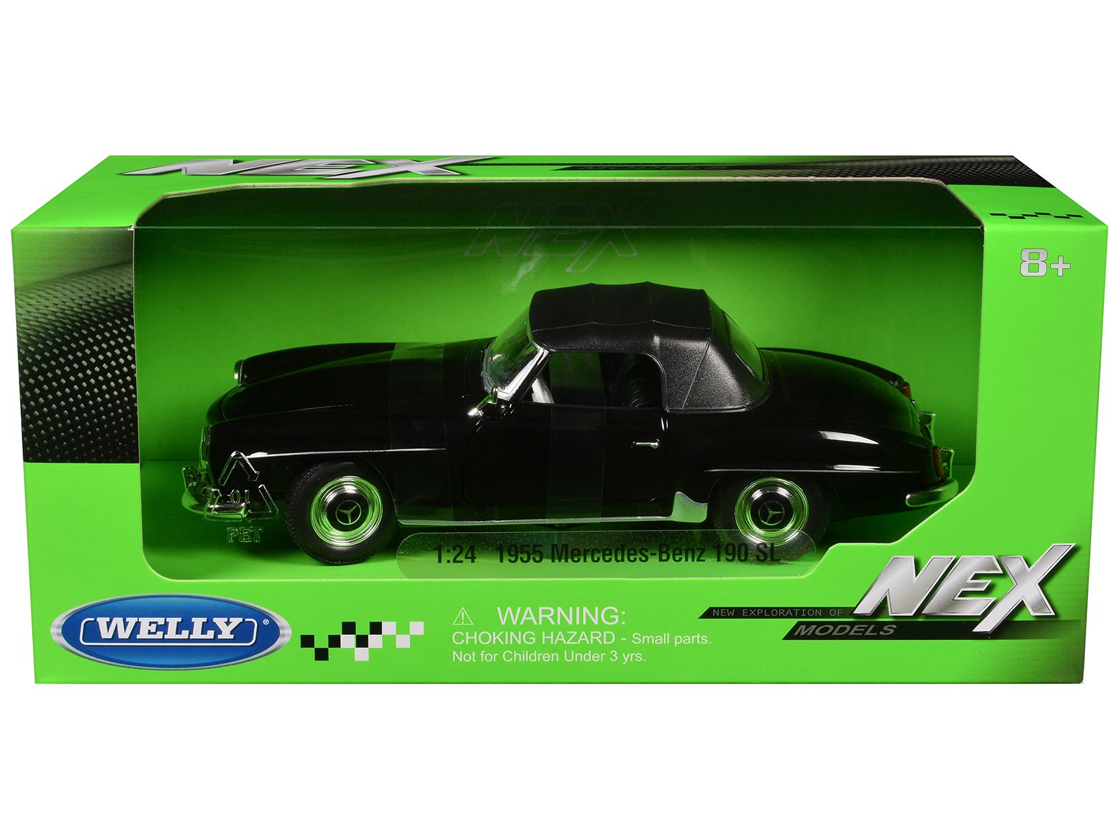 1955 mercedes benz 190 sl (closed roof) black "nex models" series 1/24 diecast model car by welly 1955 mercedes benz 190 sl (closed roof) black "nex models" series 1/24 diecast model car by welly