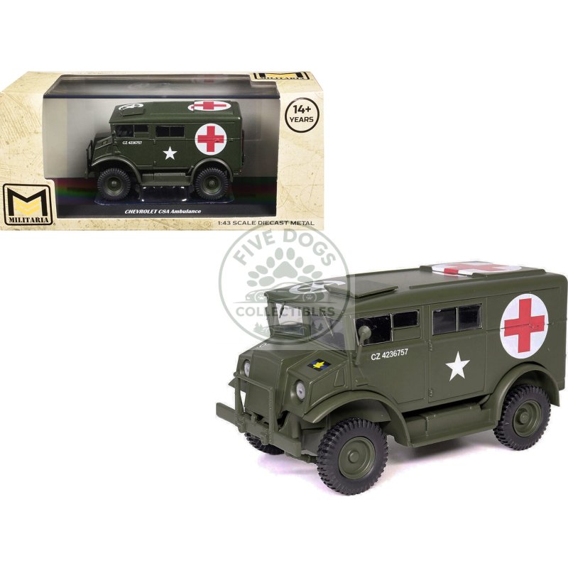 chevrolet c8a ambulance olive drab "united states army" 1/43 diecast model by militaria die cast