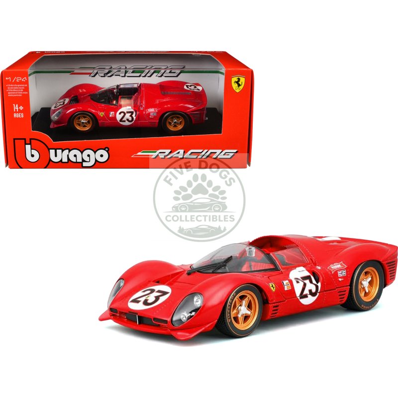 ferrari 330 p4 #23 lorenzo bandini chris amon "ferrari s.p.a." winner "24 hours of daytona" (1967) "racing" series 1/24 diecast model car by bburago