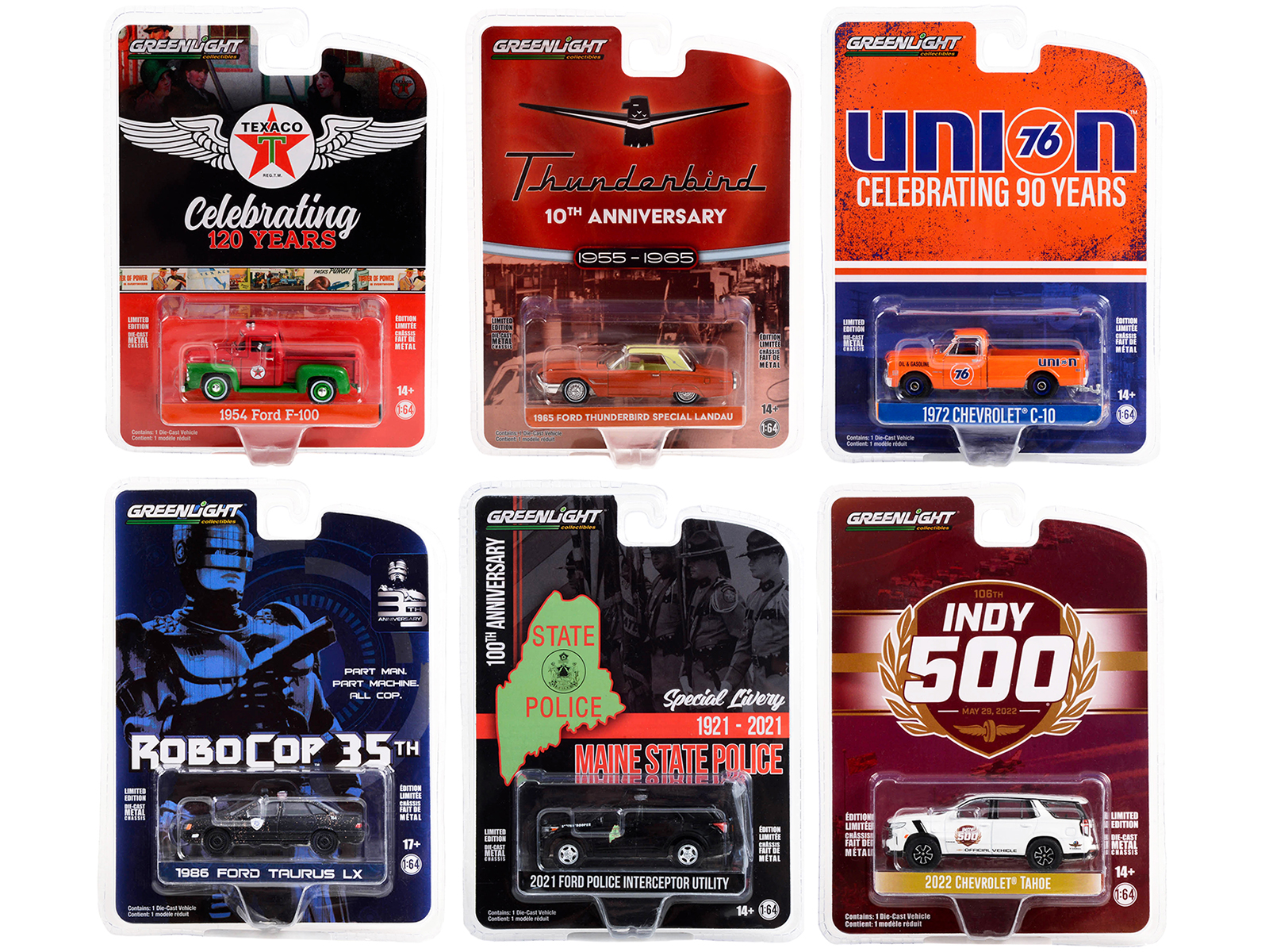 "anniversary collection" set of 6 pieces series 15 1/64 diecast model cars by greenlight "anniversary collection" set of 6 pieces series 15 1/64 diecast model cars by greenlight