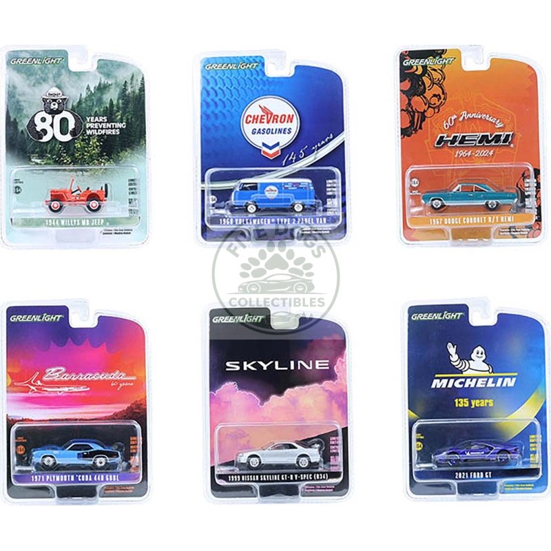 "anniversary collection" set of 6 pieces series 17 1/64 diecast model cars by greenlight