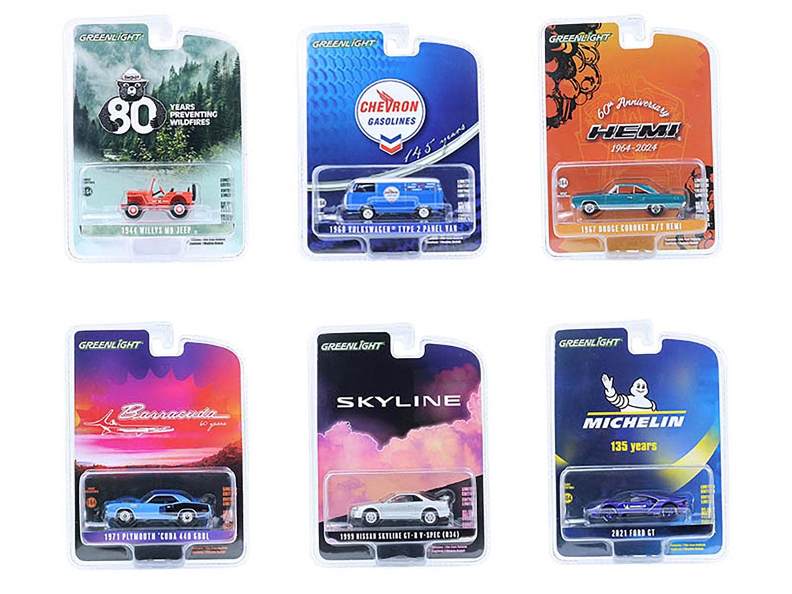 "anniversary collection" set of 6 pieces series 17 1/64 diecast model cars by greenlight "anniversary collection" set of 6 pieces series 17 1/64 diecast model cars by greenlight