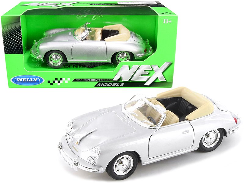 porsche 356b roadster silver "nex models" 1/24 diecast model car by welly porsche 356b roadster silver "nex models" 1/24 diecast model car by welly