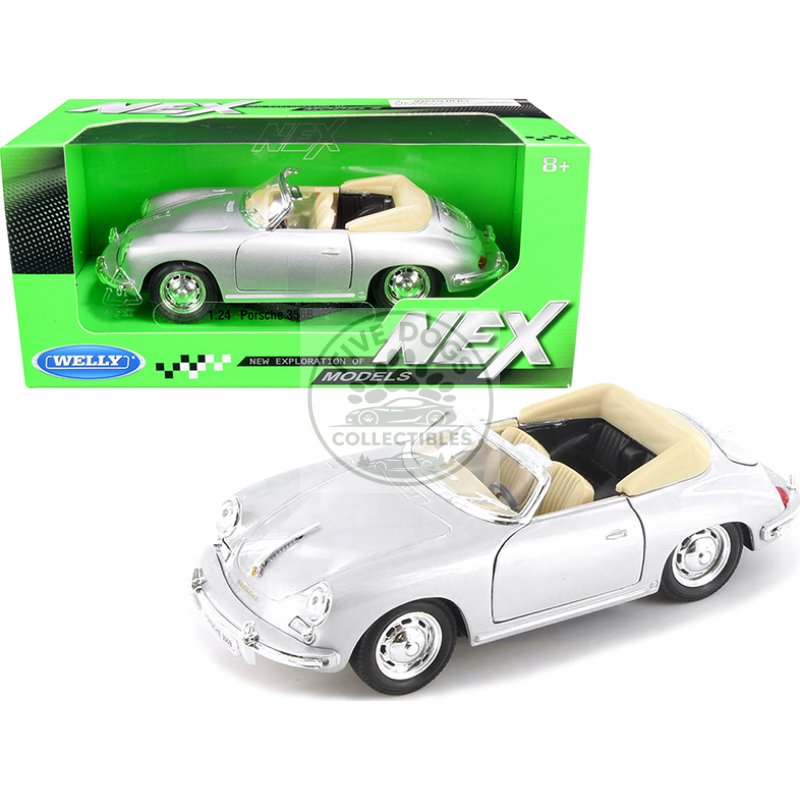 porsche 356b roadster silver "nex models" 1/24 diecast model car by welly