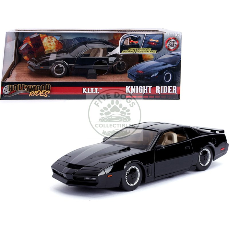 1982 pontiac firebird trans am black with light k.i.t.t. "knight rider" (1982) tv series "hollywood rides" series 1/24 diecast model car by jada