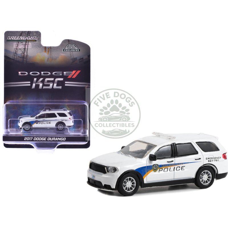 2017 dodge durango "kennedy space center (ksc) security police traffic enforcement" white with graphics "hobby exclusive" series 1/64 diecast model car by greenlight