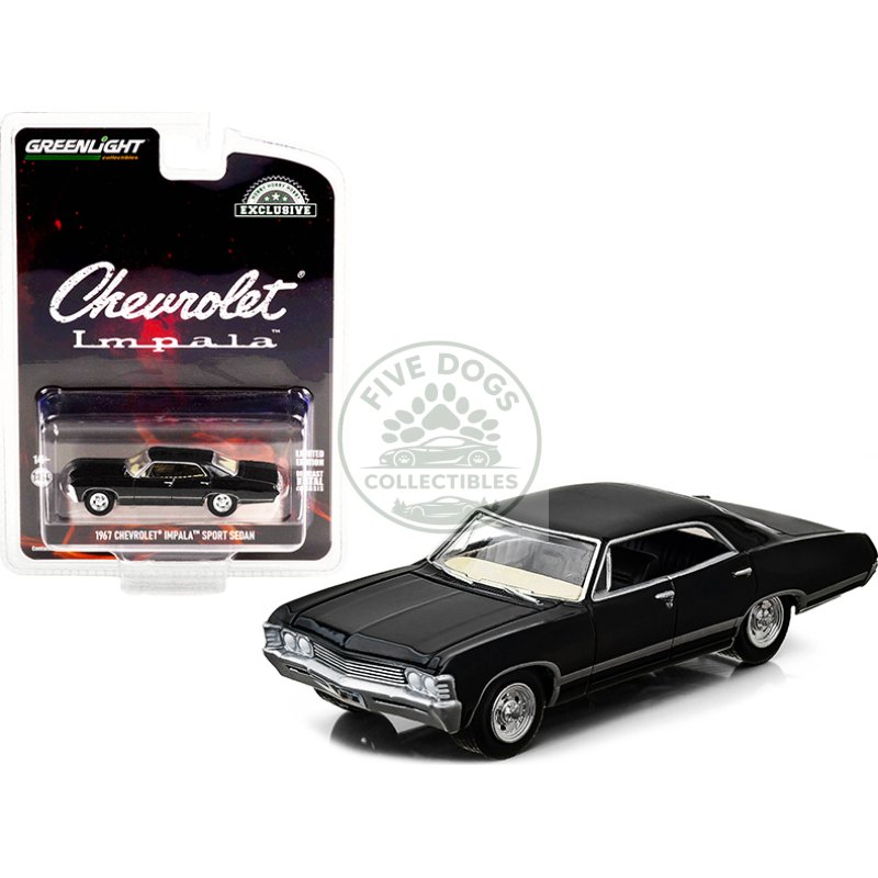 1967 chevrolet impala sport sedan tuxedo black "hobby exclusive" 1/64 diecast model car by greenlight