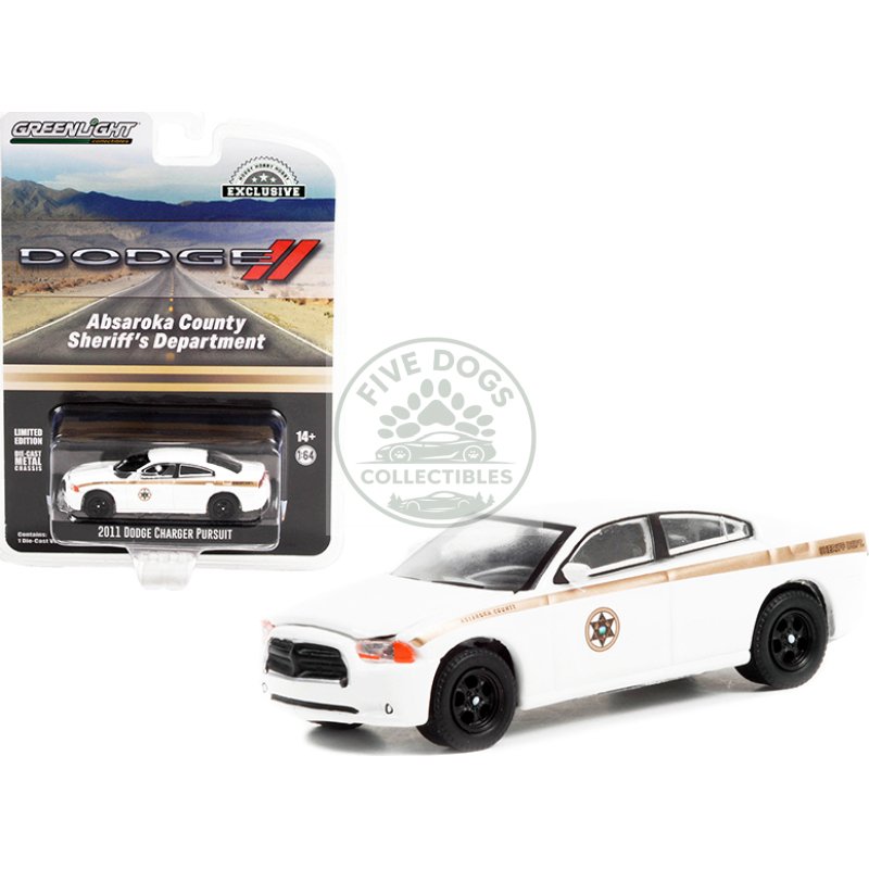 2011 dodge charger pursuit white "absaroka county sheriff's department" "hobby exclusive" 1/64 diecast model car by greenlight