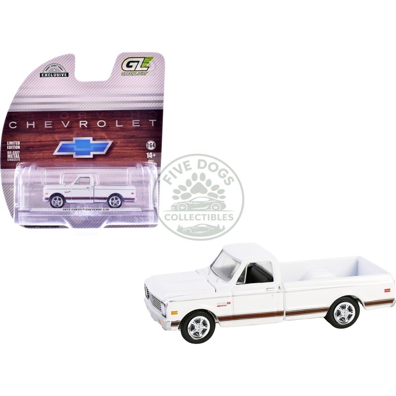 1972 chevrolet cheyenne c10 short bed pickup truck white "hobby exclusive" series 1/64 diecast model car by greenlight