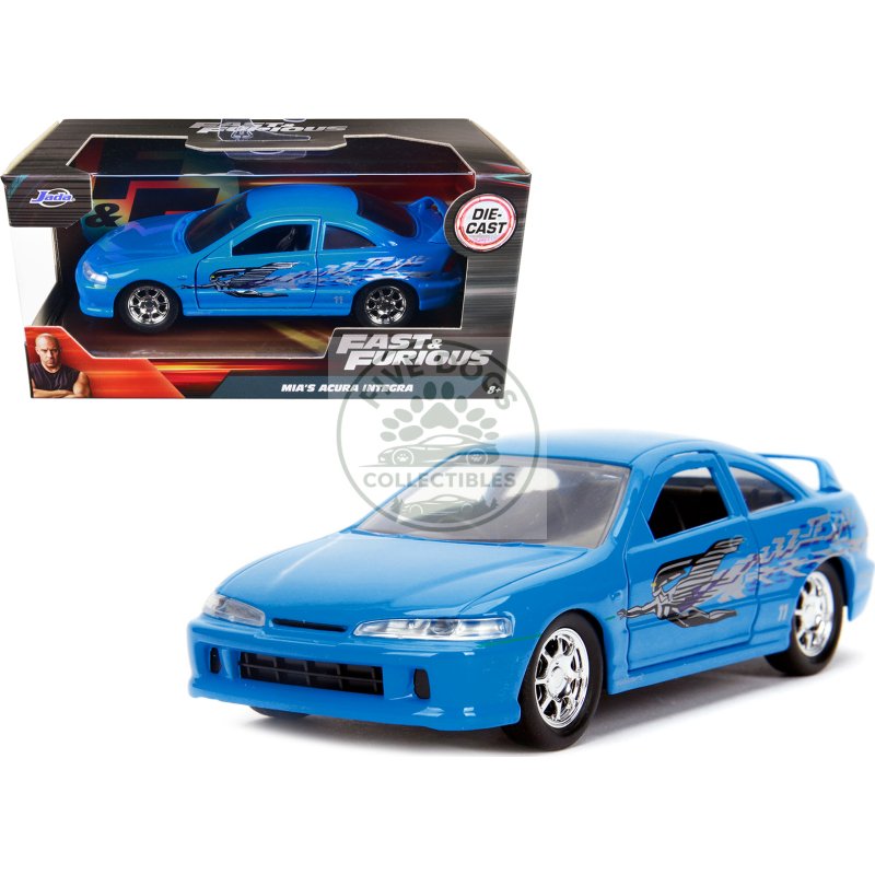 mia's acura integra light blue with graphics "fast & furious" movie 1/32 diecast model car by jada