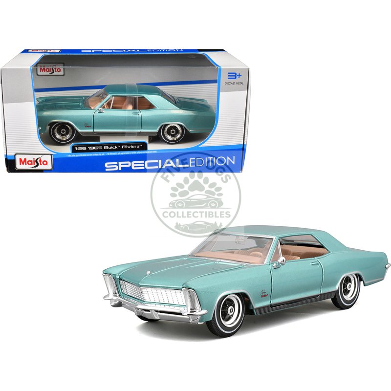 1965 buick riviera gran sport light blue metallic "special edition" series 1/26 diecast model car by maisto