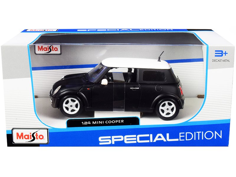 mini cooper matt black with white top 1/24 diecast model car by maisto mini cooper matt black with white top 1/24 diecast model car by maisto