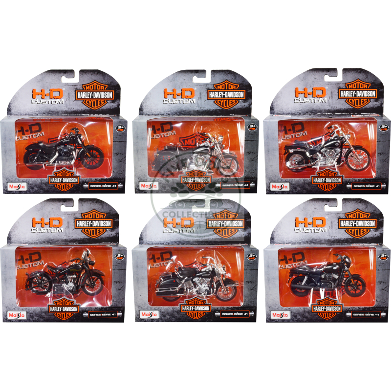harley davidson motorcycles 6 piece set series 41 1/18 diecast models by maisto