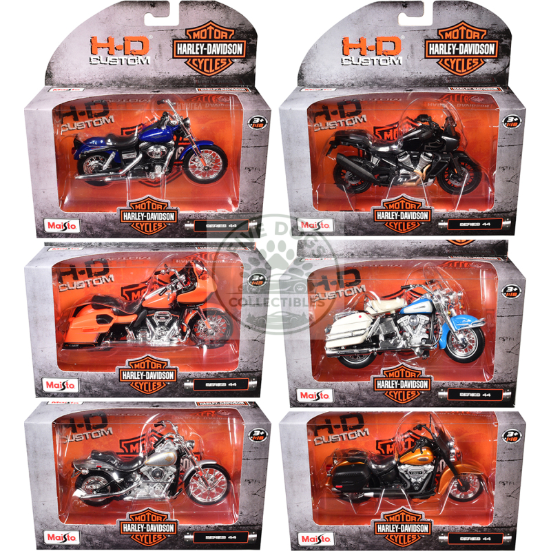 harley davidson motorcycles 6 piece set series 44 1/18 diecast models by maisto