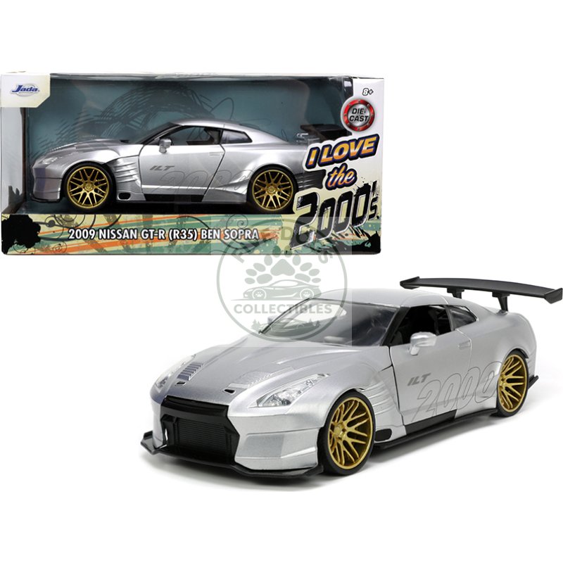 2009 nissan gt r (r35) ben sopra silver "i love the 2000's" series 1/24 diecast model car by jada