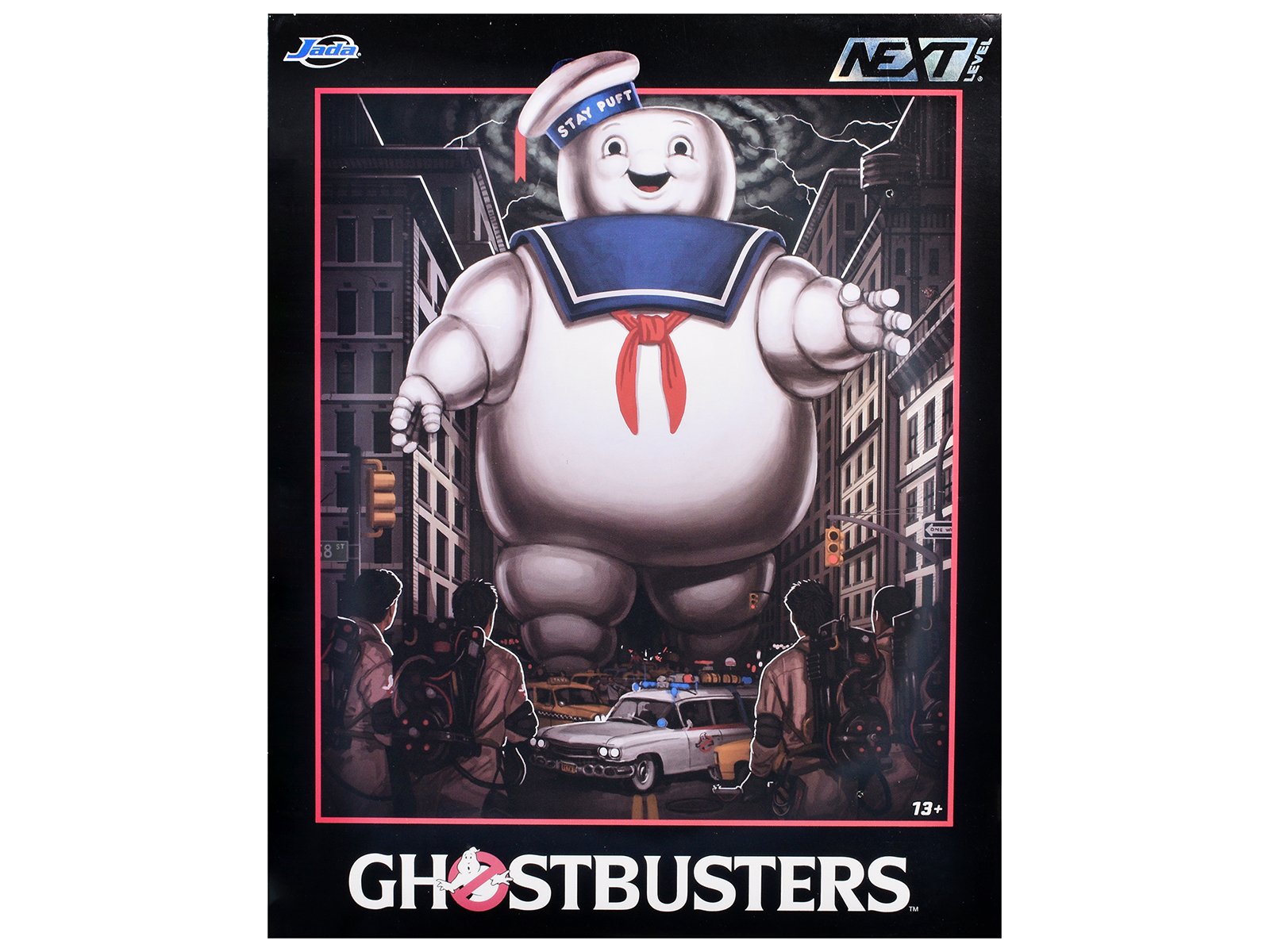 "ghostbusters" 6" stay puft marshmallow man figure with nano ecto 1 car diorama set "ghostbusters" (1984) movie "next level" series model by jada "ghostbusters" 6" stay puft marshmallow man figure with nano ecto 1 car diorama set "ghostbusters" (1984) movie "next level" series model by jada