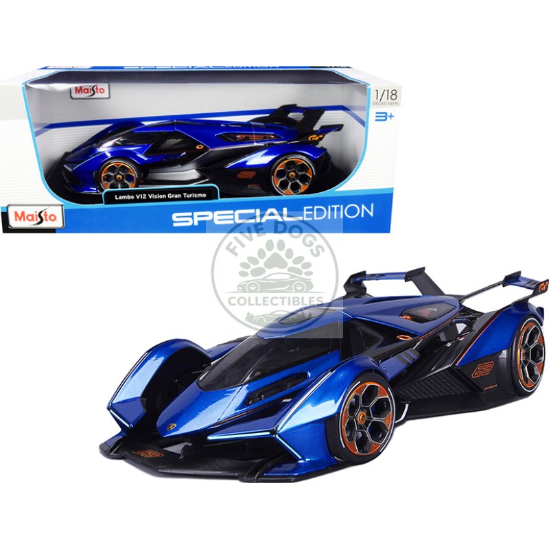 lamborghini v12 vision gran turismo blue metallic 1/18 diecast model car by maisto