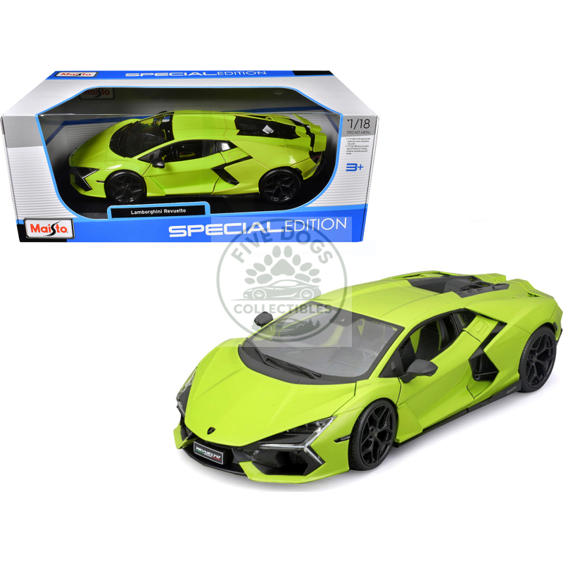 lamborghini revuelto green metallic "special edition" 1/18 diecast model car by maisto