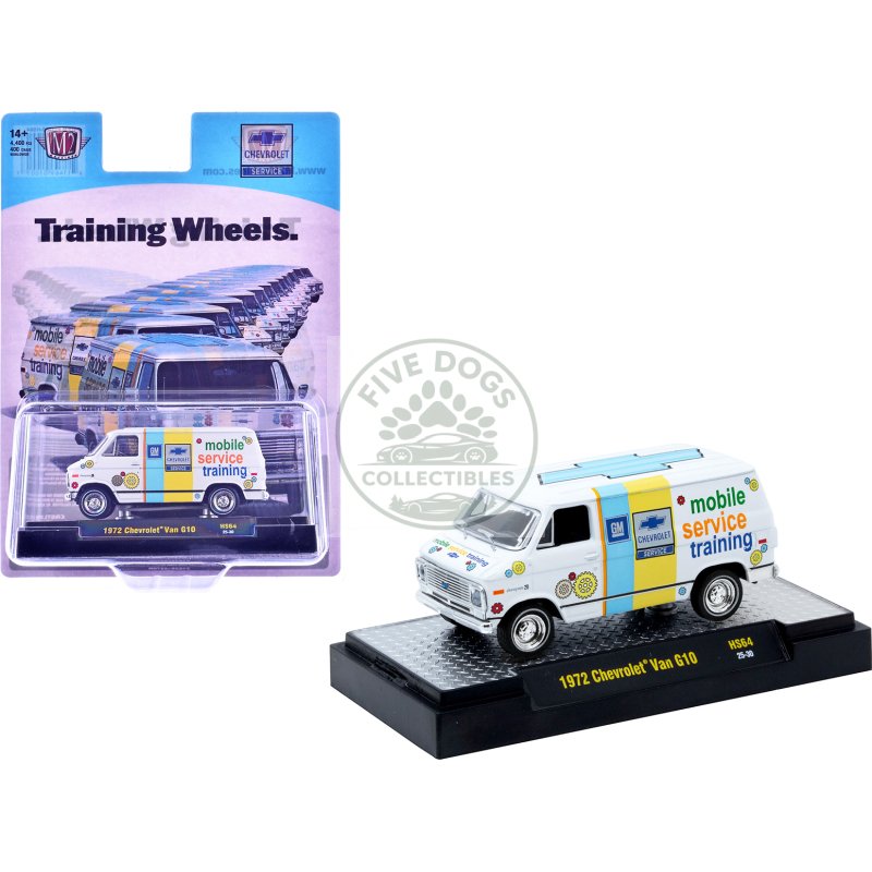 1972 chevrolet g10 van "chevrolet mobile service training" white with graphics limited edition to 4400 pieces worldwide 1/64 diecast model car by m2 machines