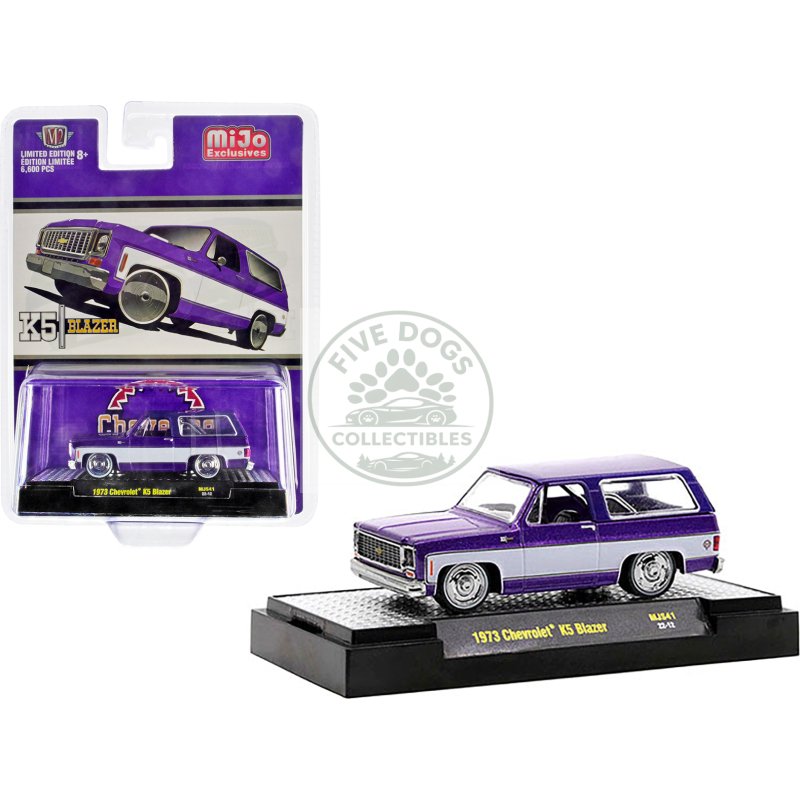 1973 chevrolet k5 blazer purple metallic and white limited edition to 6600 pieces worldwide 1/64 diecast model car by m2 machines