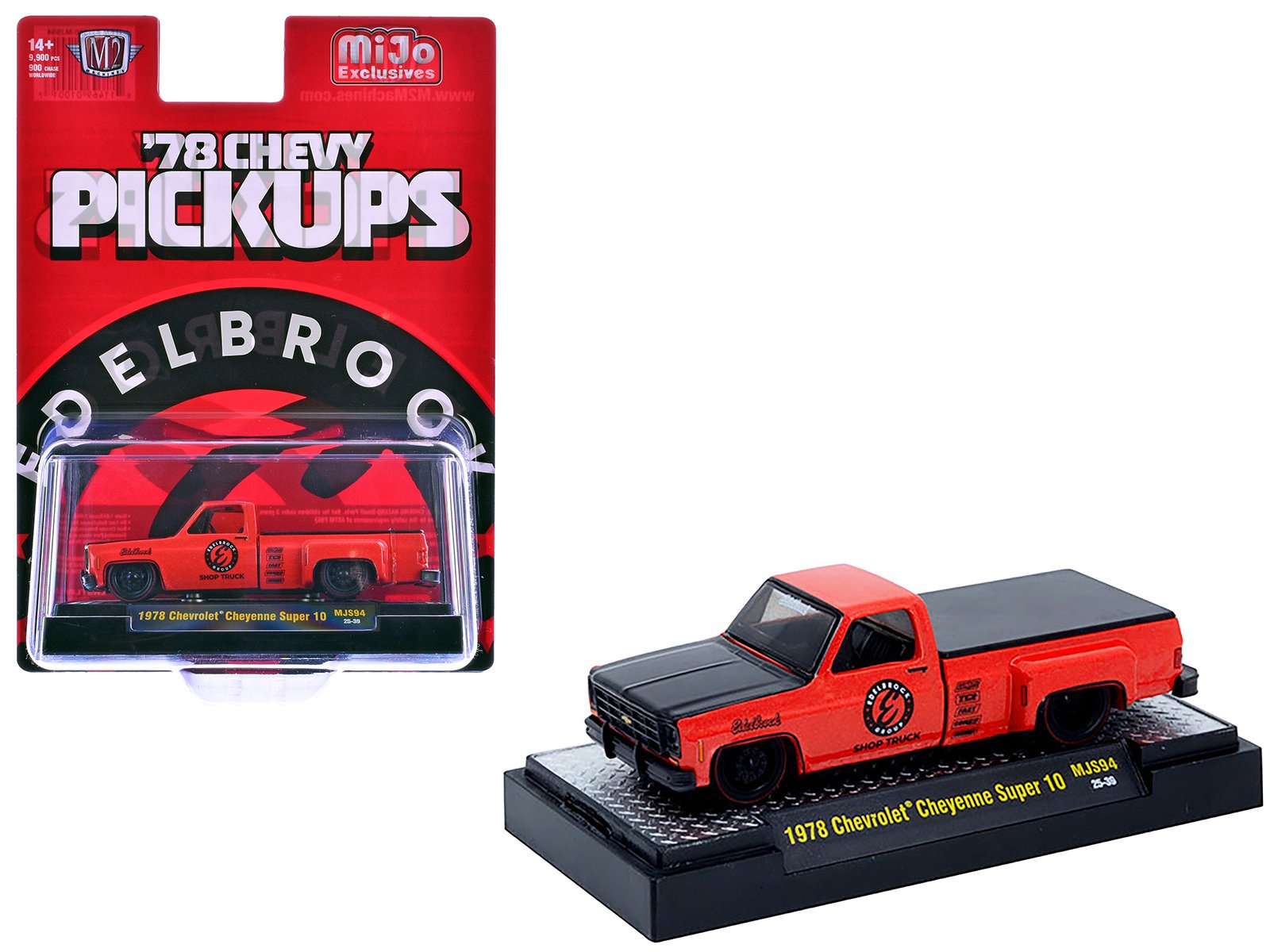 1978 chevrolet cheyenne super 10 pickup truck "edelbrock" red with black hood limited edition to 9900 pieces worldwide 1/64 diecast model car by m2 machines 1978 chevrolet cheyenne super 10 pickup truck "edelbrock" red with black hood limited edition to 9900 pieces worldwide 1/64 diecast model car by m2 machines