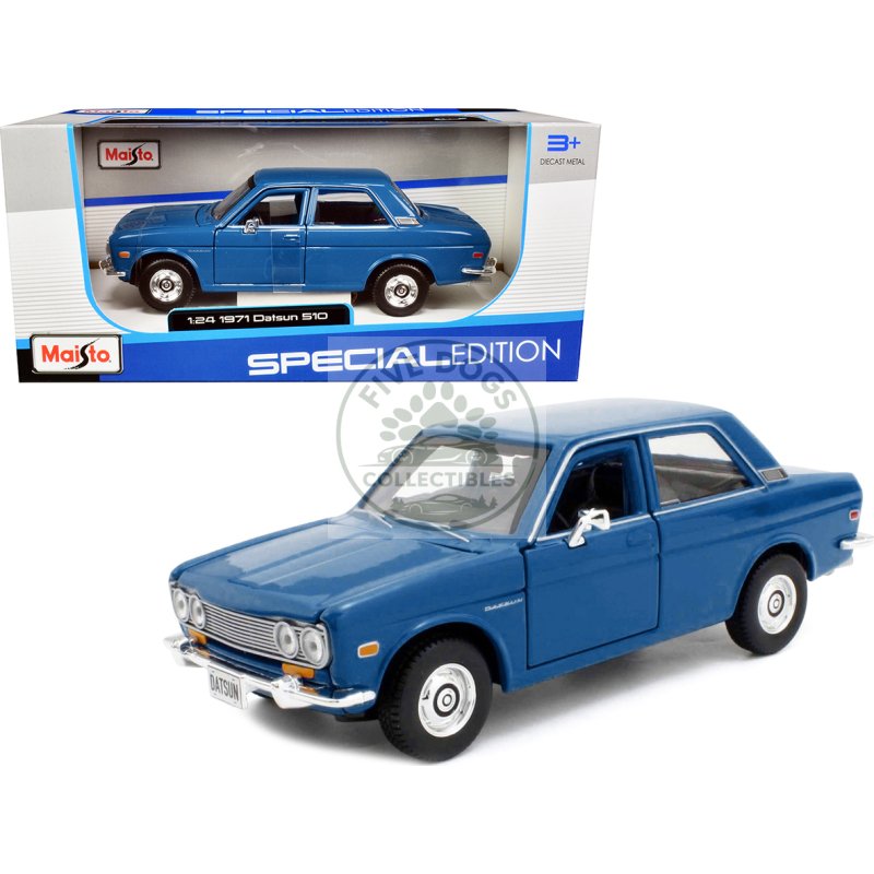 1971 datsun 510 blue "special edition" 1/24 diecast model car by maisto