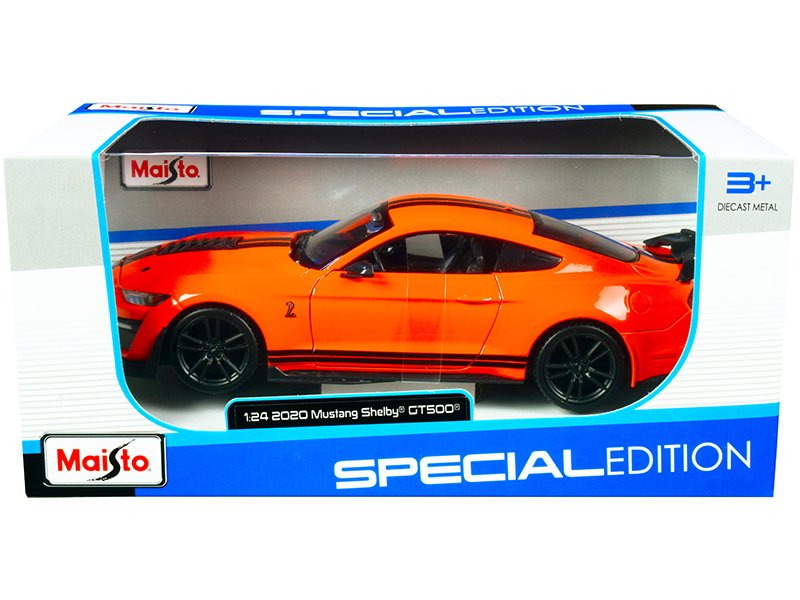 2020 ford mustang shelby gt500 bright orange with black stripes 1/24 diecast model car by maisto 2020 ford mustang shelby gt500 bright orange with black stripes 1/24 diecast model car by maisto