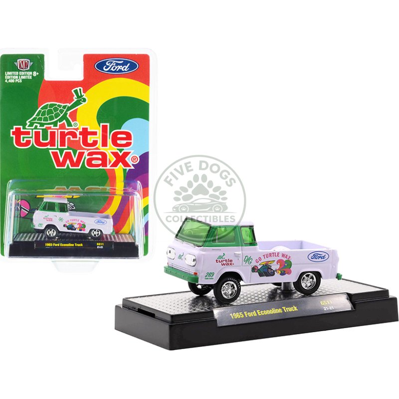 1965 ford econoline pickup truck "turtle wax" white and green limited edition to 4400 pieces worldwide 1/64 diecast model car by m2 machines