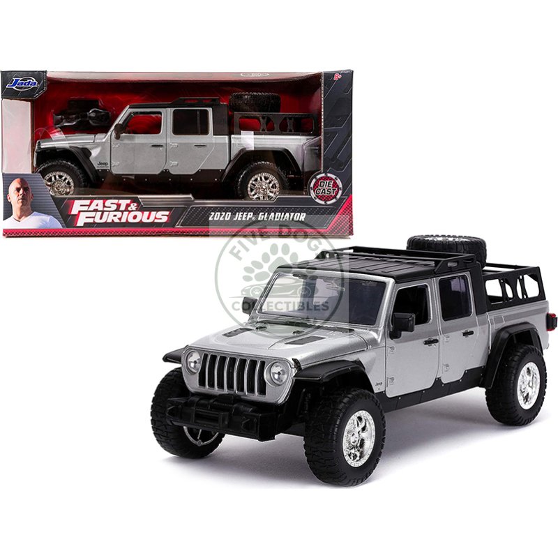 2020 jeep gladiator pickup truck silver with black top "fast & furious" series 1/24 diecast model car by jada