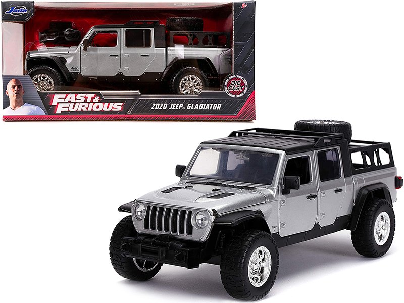 2020 jeep gladiator pickup truck silver with black top "fast & furious" series 1/24 diecast model car by jada 2020 jeep gladiator pickup truck silver with black top "fast & furious" series 1/24 diecast model car by jada