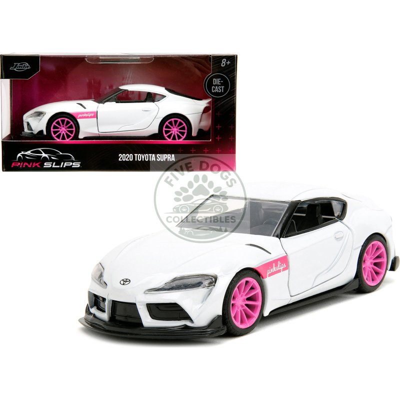 2020 toyota supra white metallic with pink wheels "pink slips" series 1/32 diecast model car by jada