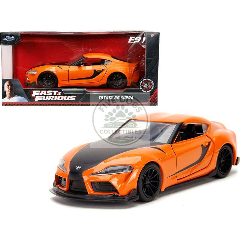 toyota gr supra orange with black stripes "fast & furious 9 f9" (2021) movie 1/32 diecast model car by jada