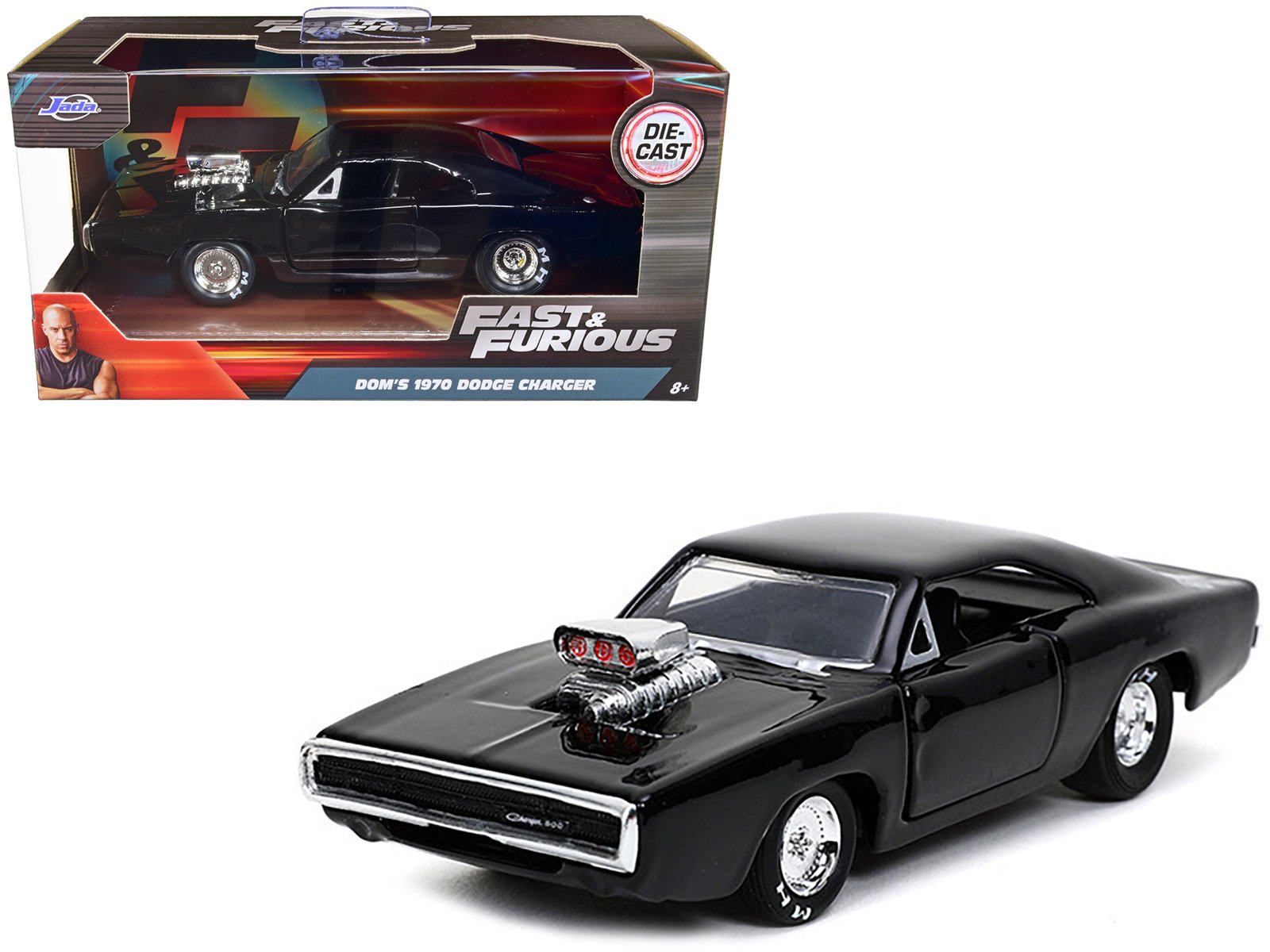 dom's 1970 dodge charger 500 black "fast & furious 9 f9" (2021) movie 1/32 diecast model car by jada dom's 1970 dodge charger 500 black "fast & furious 9 f9" (2021) movie 1/32 diecast model car by jada