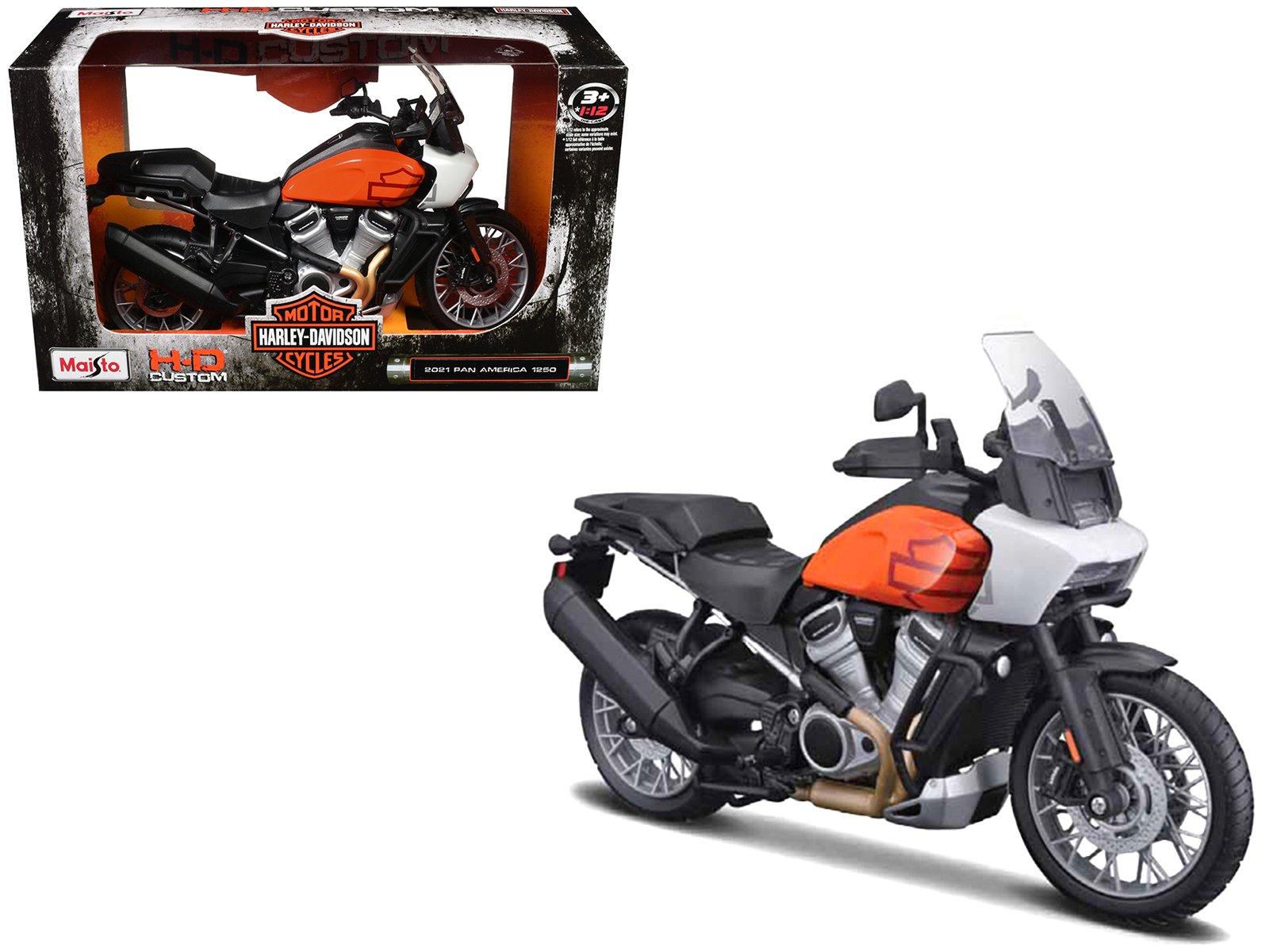 2021 harley davidson pan america 1250 motorcycle orange and black "h d custom" 1/12 diecast model by maisto 2021 harley davidson pan america 1250 motorcycle orange and black "h d custom" 1/12 diecast model by maisto