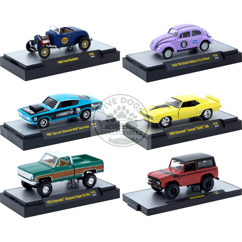 "auto thentics" 6 piece set release 103 in display cases limited edition 1/64 diecast model cars by m2 machines
