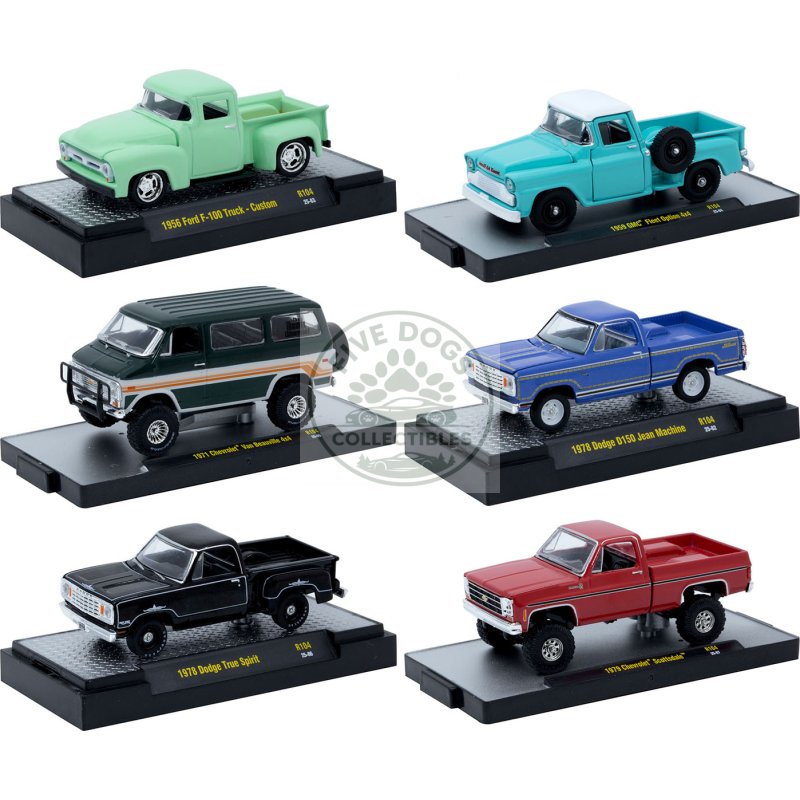 "auto thentics" 6 piece set release 104 in display cases limited edition 1/64 diecast model cars by m2 machines