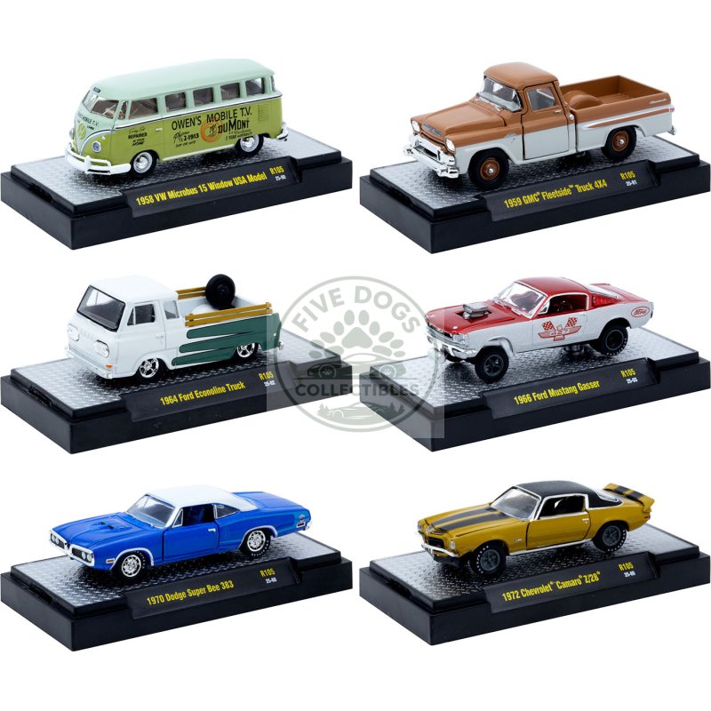 "auto thentics" 6 piece set release 105 in display cases limited edition 1/64 diecast model cars by m2 machines